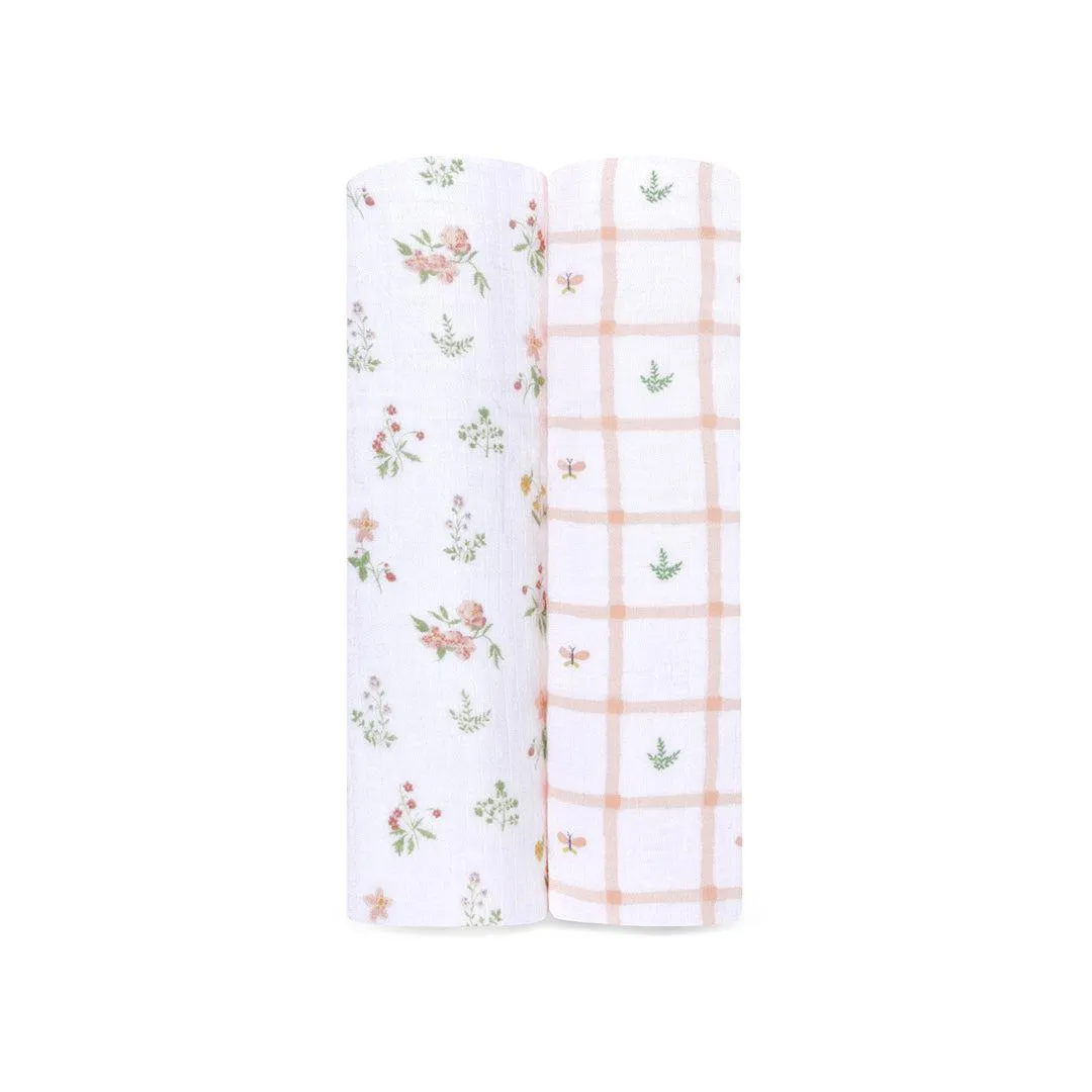 aden   anais Essentials Cotton Muslin Swaddle Blanket - 2 Pack - Country Floral