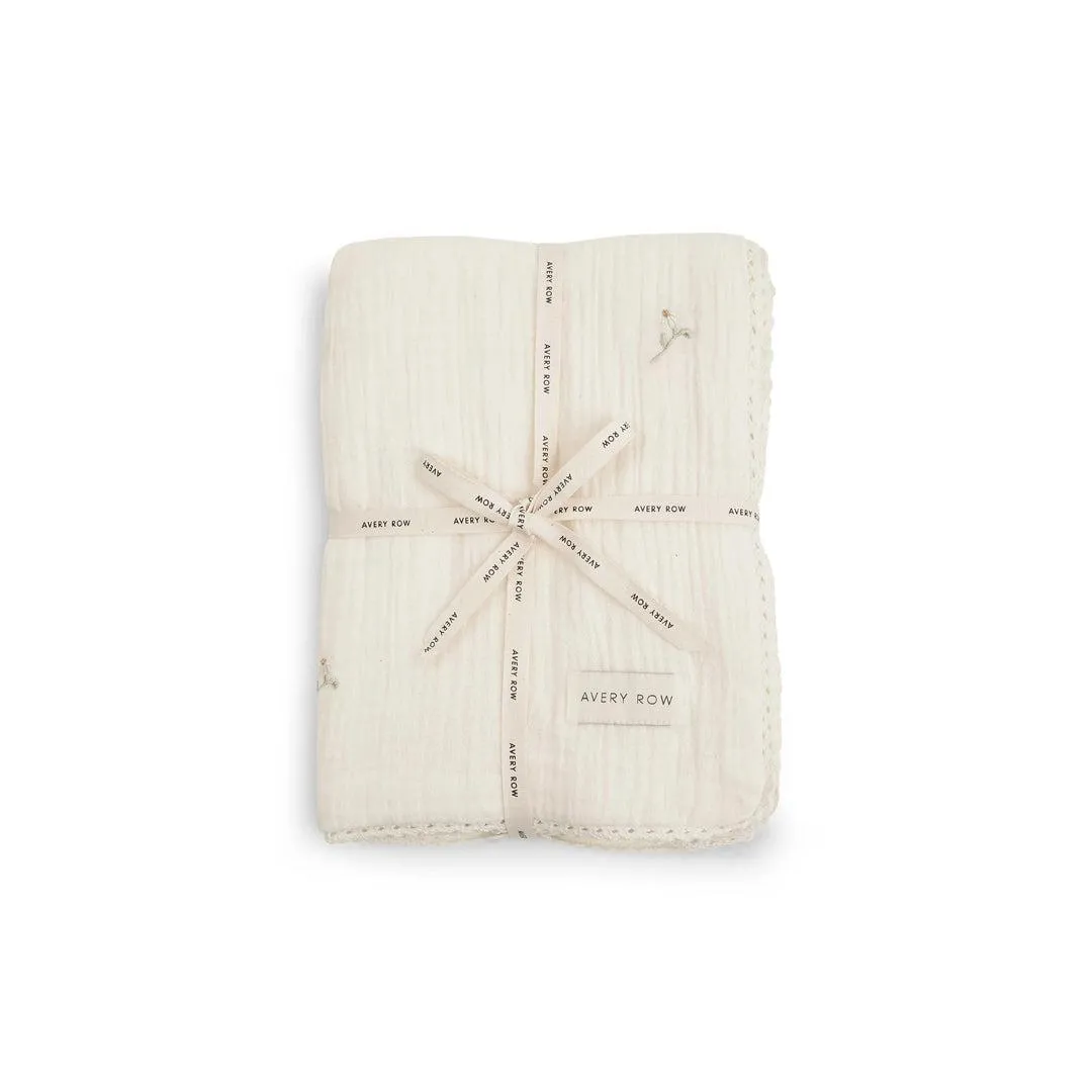 Avery Row Embroidered Muslin Blanket - Wild Chamomile