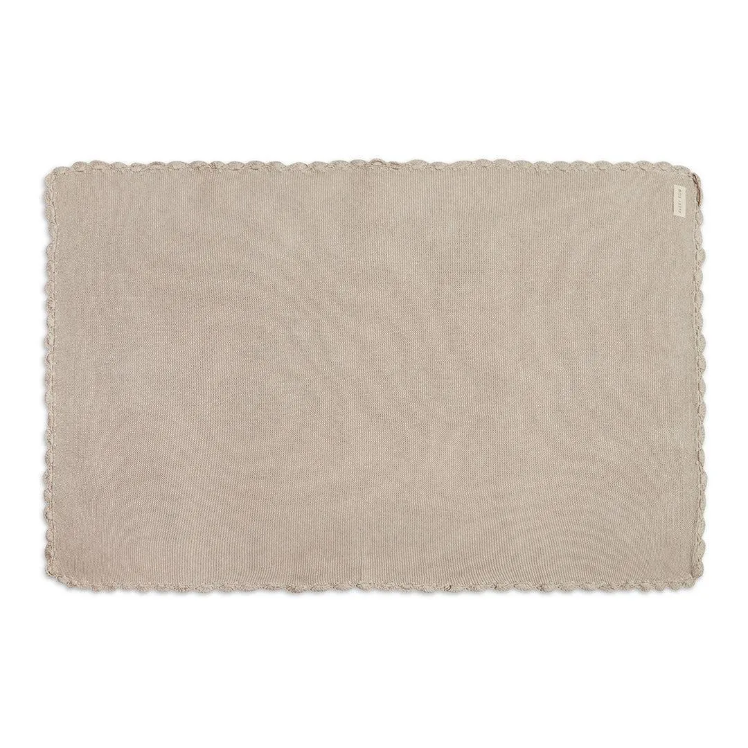 Avery Row Organic Cotton Scallop Knit Blanket - Stone