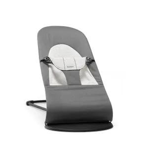 BabyBjorn Balance Woven Baby Bouncer - Black Frame - Dark Grey/Grey