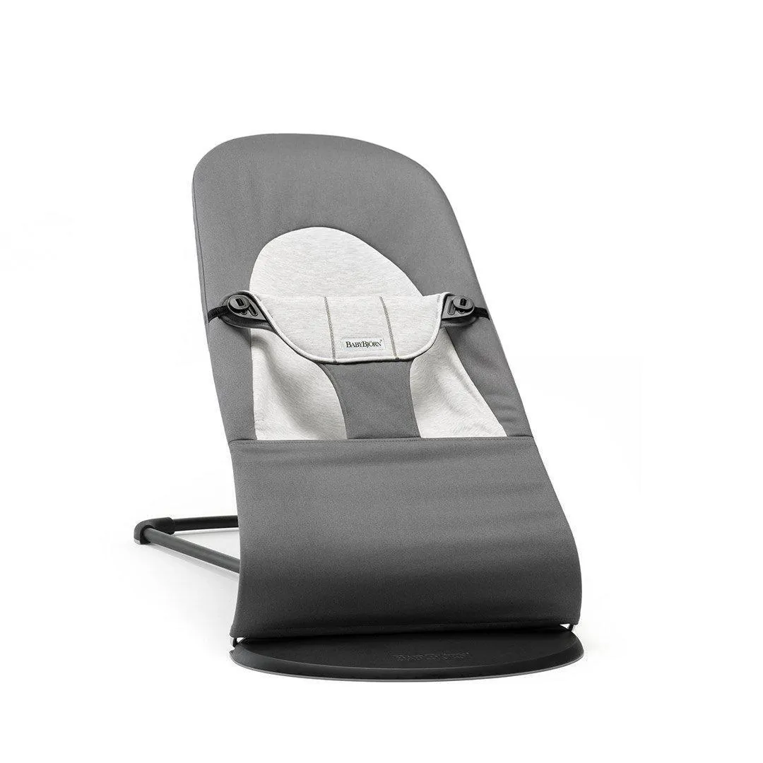 BabyBjorn Balance Woven Baby Bouncer - Black Frame - Dark Grey/Grey