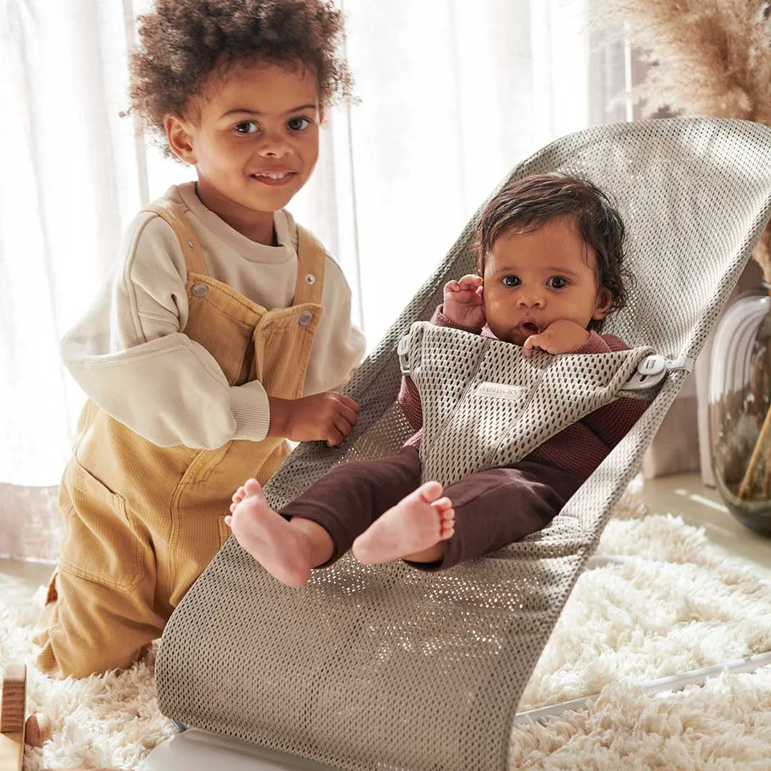 BabyBjrn Baby Bouncer Bliss   Toy - Googly Eyes Pastel - Grey Beige - Mesh