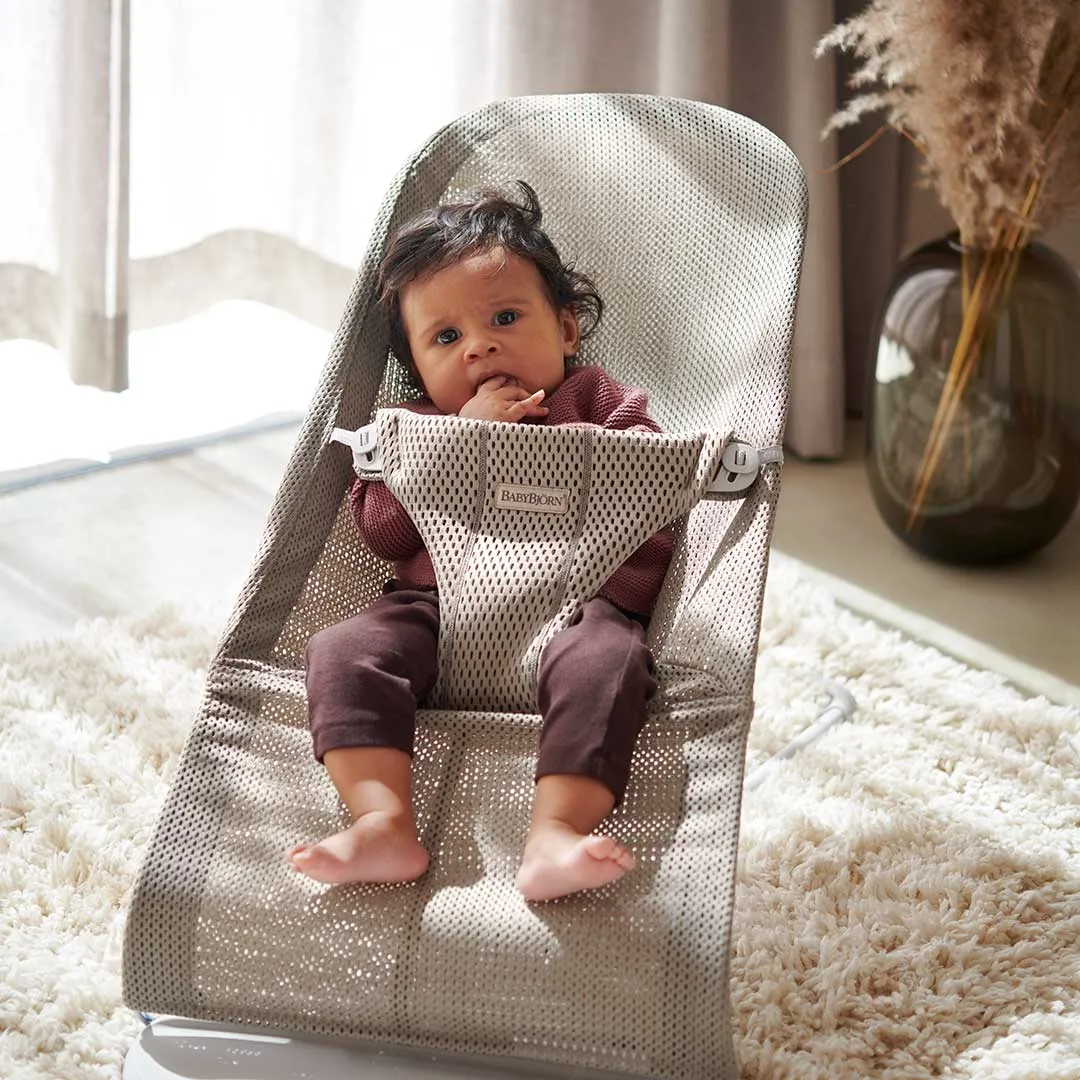 BabyBjrn Baby Bouncer Bliss   Toy - Googly Eyes Pastel - Grey Beige - Mesh