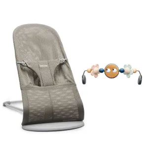 BabyBjrn Baby Bouncer Bliss   Toy - Googly Eyes Pastel - Grey Beige - Mesh