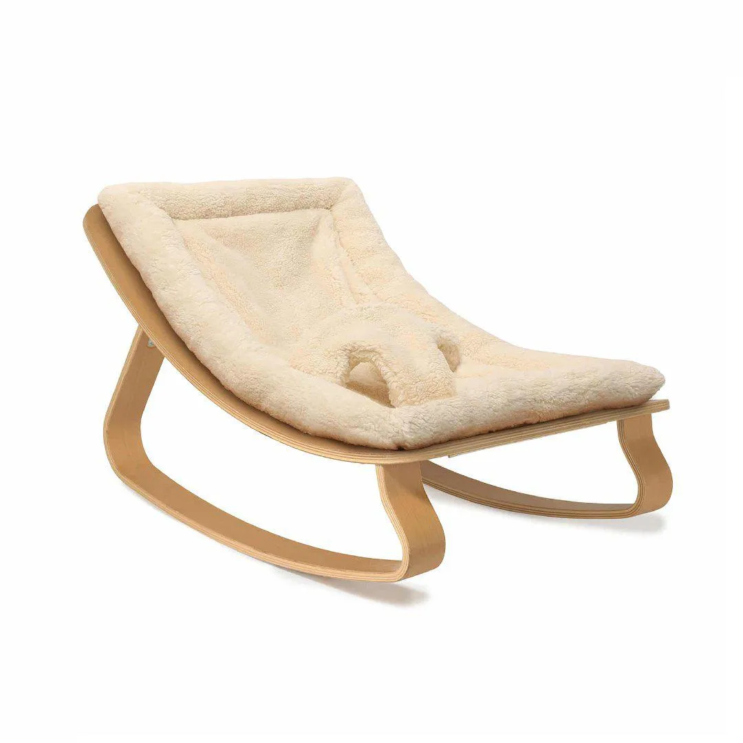 Charlie Crane LEVO Baby Rocker - Beech   Teddy Fur Milk