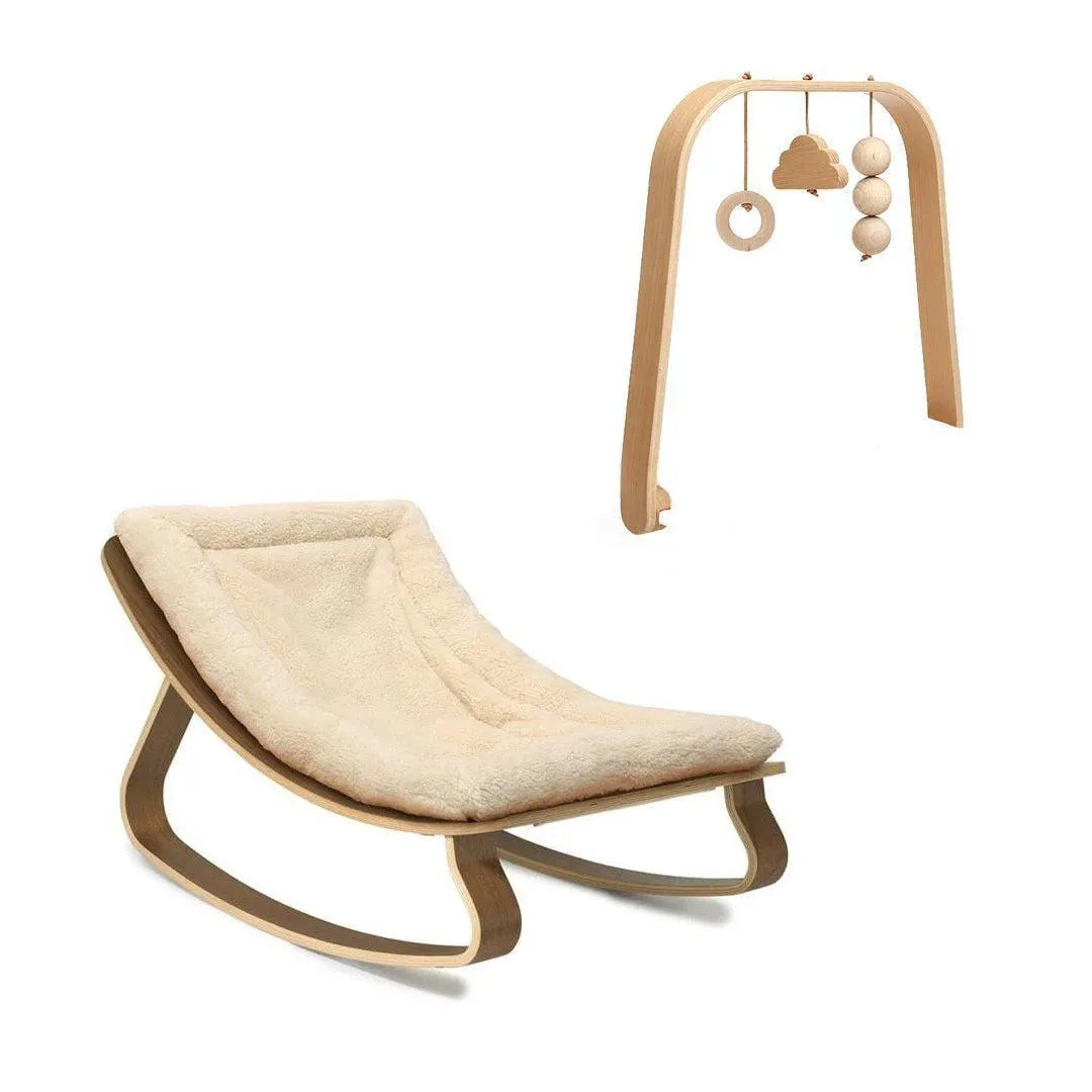 Charlie Crane LEVO Baby Rocker - Walnut   Teddy Fur Milk