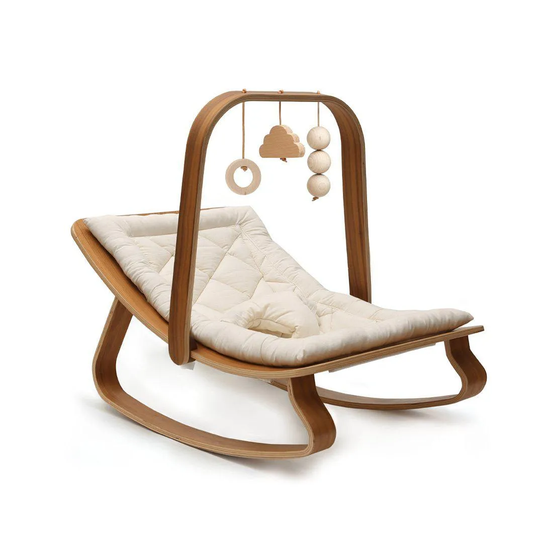 Charlie Crane Walnut  LEVO Baby Rocker - Organic White