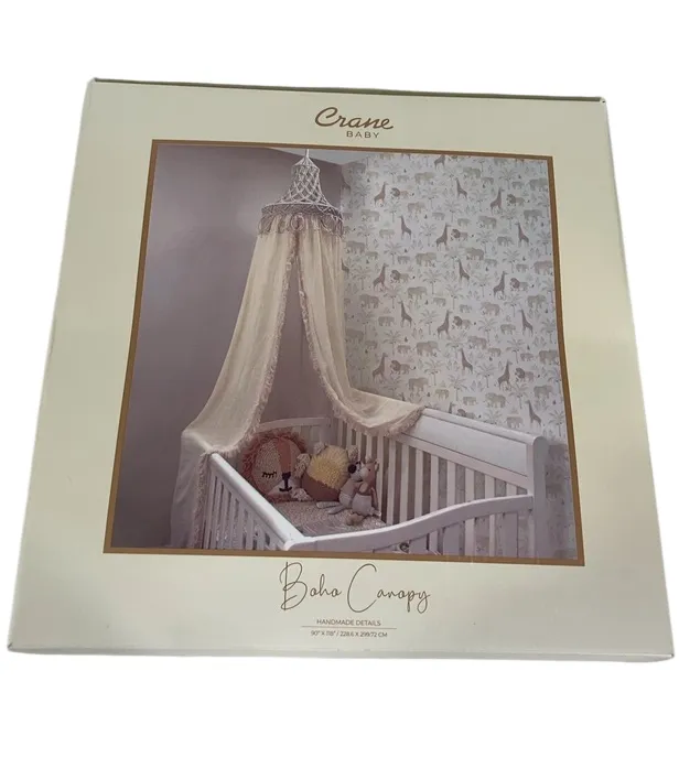 Crane Baby Boho Crib Canopy, Beige Macrame