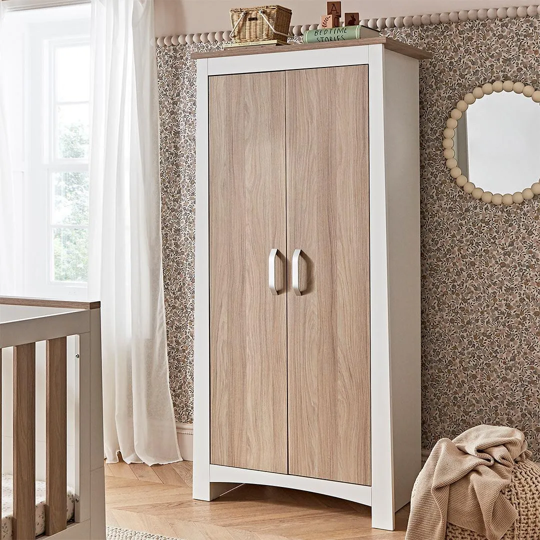 CuddleCo Ada 3 Piece Set 3-Drawer Dresser Cot Bed   Wardrobe - White/Ash