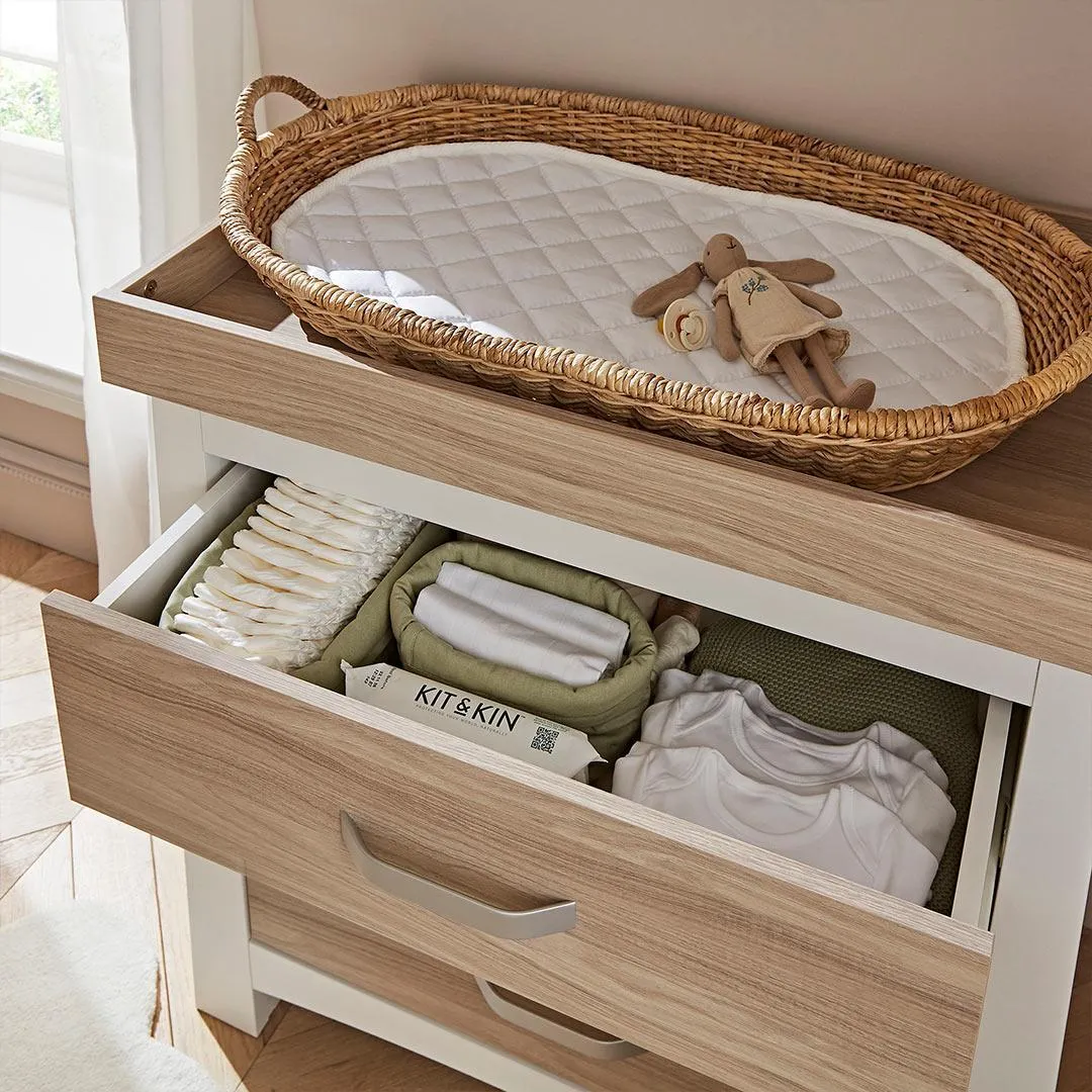 CuddleCo Ada 3 Piece Set 3-Drawer Dresser Cot Bed   Wardrobe - White/Ash