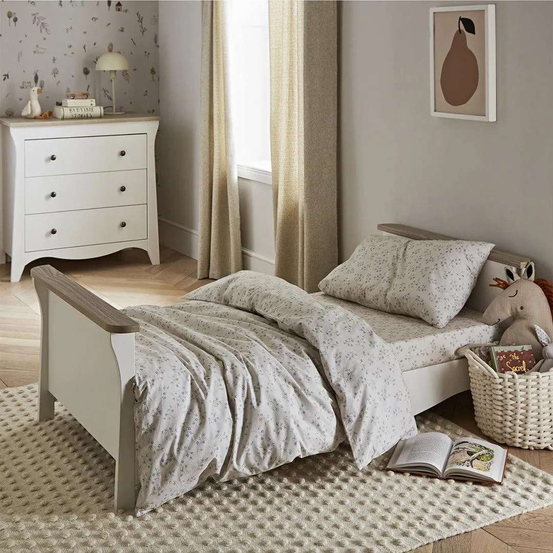 CuddleCo Clara 2 Piece Set 3-Drawer Dresser   Cot Bed  - White/Ash