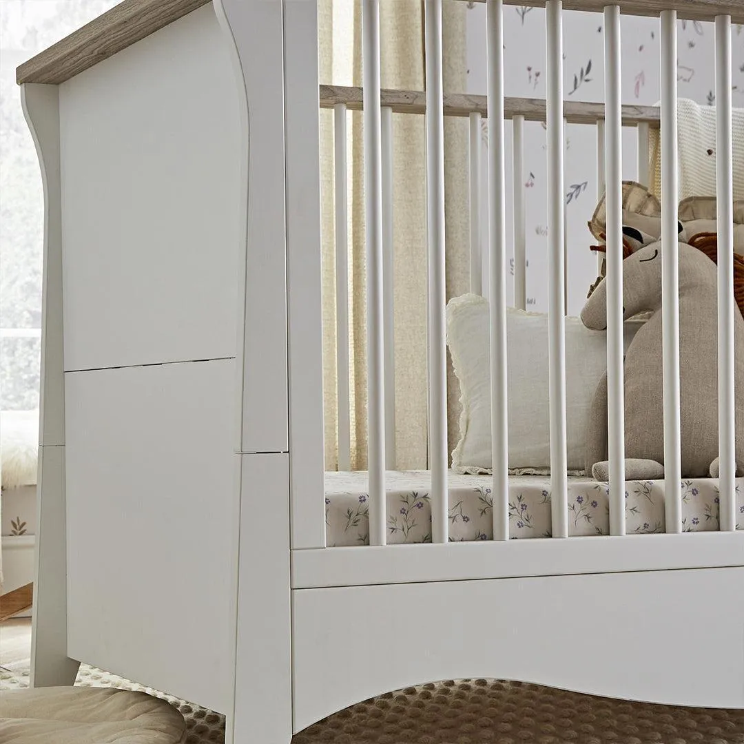 CuddleCo Clara 2 Piece Set 3-Drawer Dresser   Cot Bed  - White/Ash