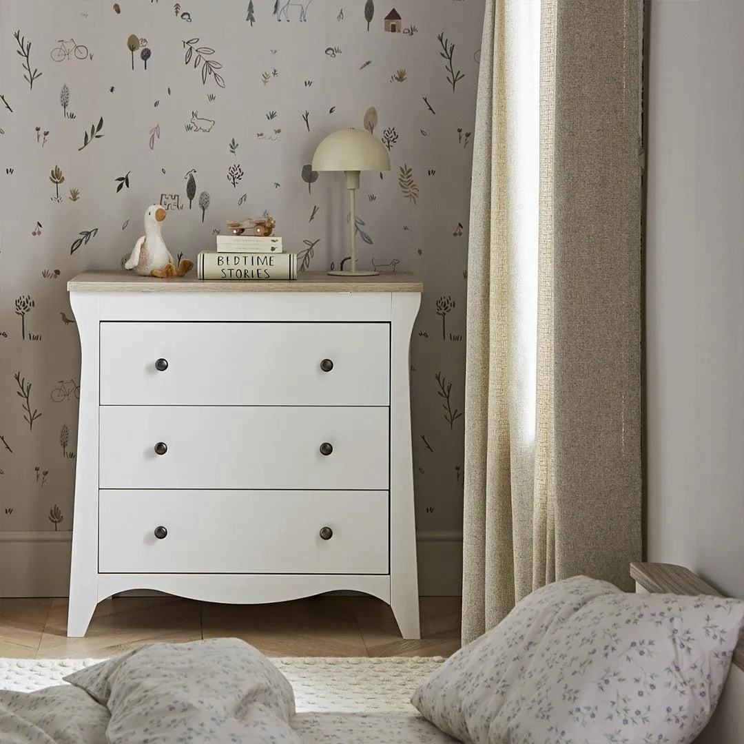 CuddleCo Clara 2 Piece Set 3-Drawer Dresser   Cot Bed  - White/Ash