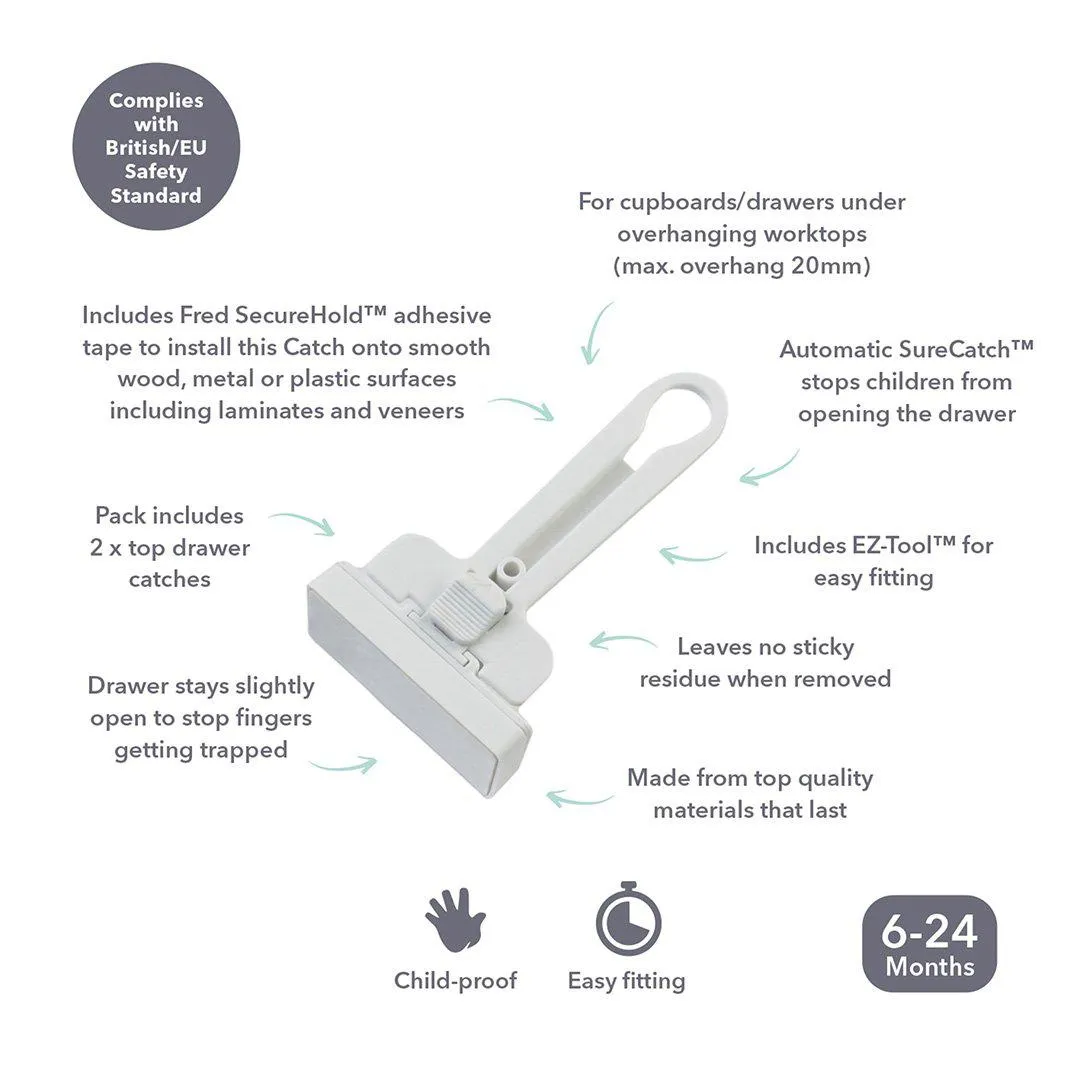 Fred Adhesive Top Drawer Catches - Pure White V2 - 2 Pack