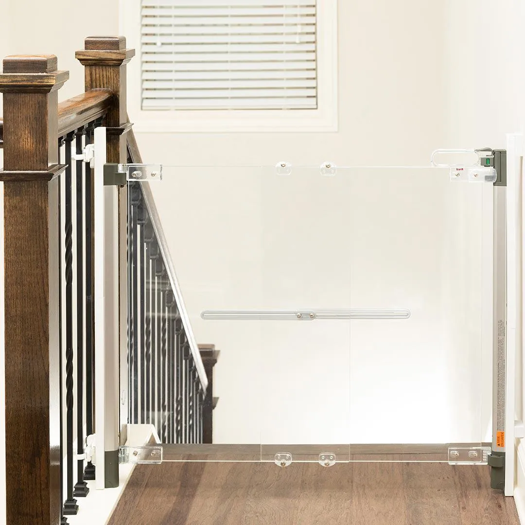 Fred Screw Fit Stairgate - Clear Acrylic Panel/Dark Grey Fittings