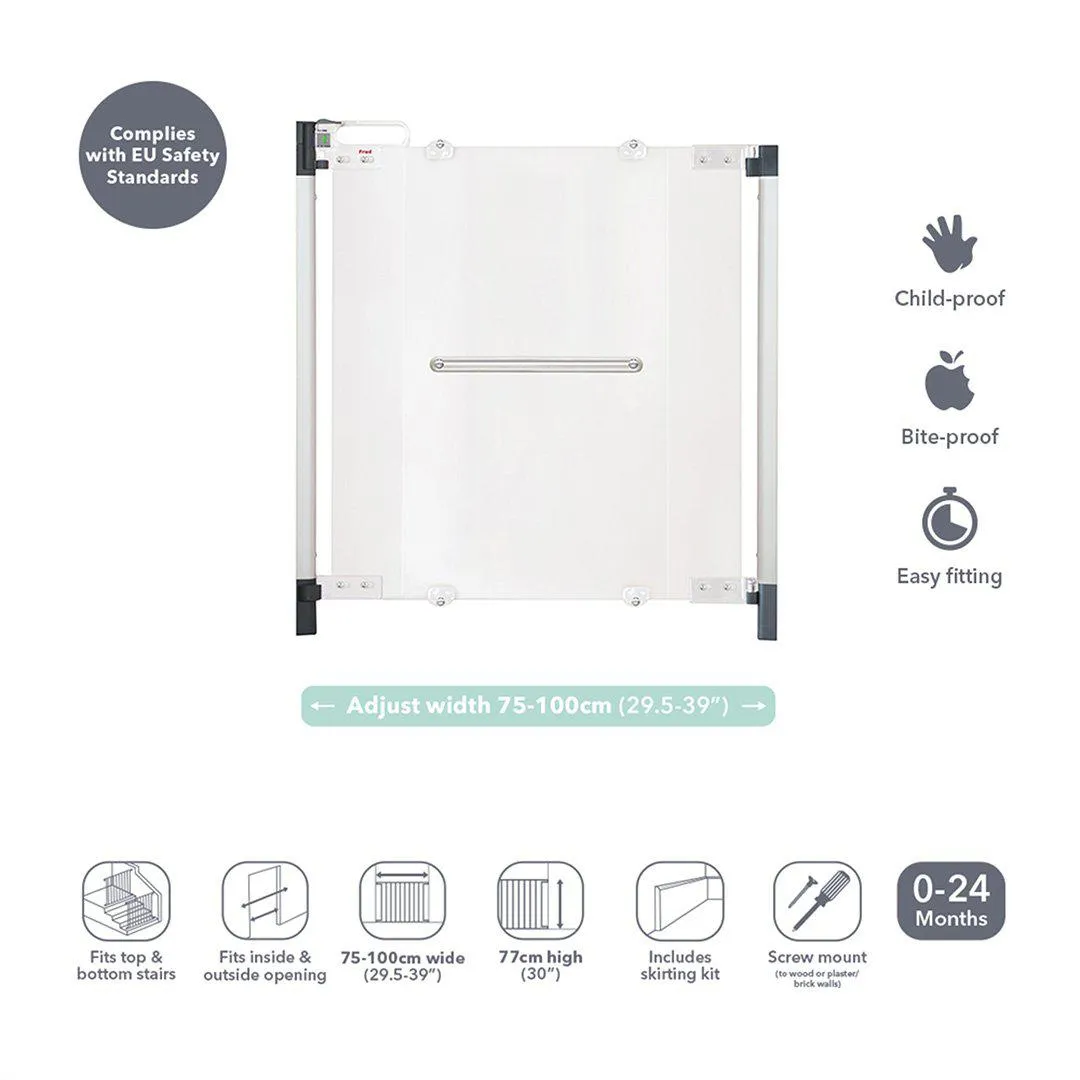 Fred Screw Fit Stairgate - Clear Acrylic Panel/Dark Grey Fittings