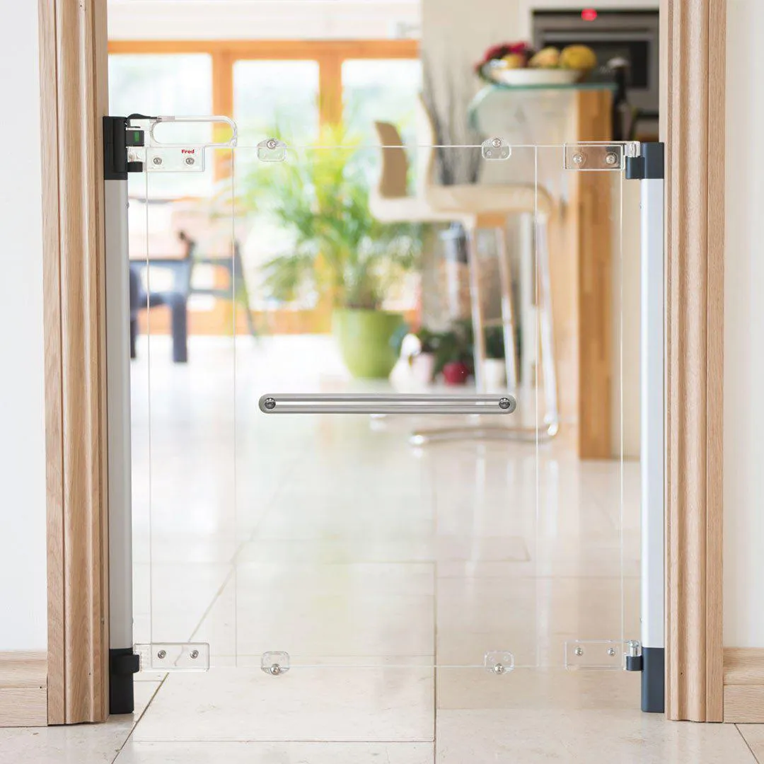 Fred Screw Fit Stairgate - Clear Acrylic Panel/Dark Grey Fittings