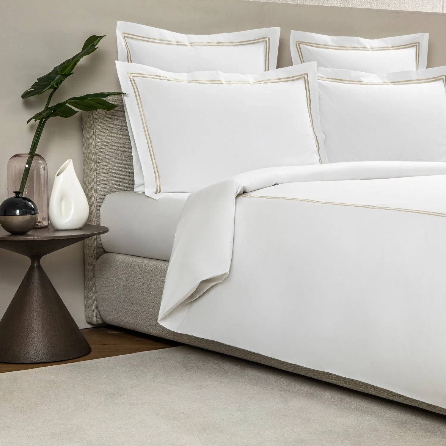 Frette | Hotel Classic Duvet Queen White&Khaki
