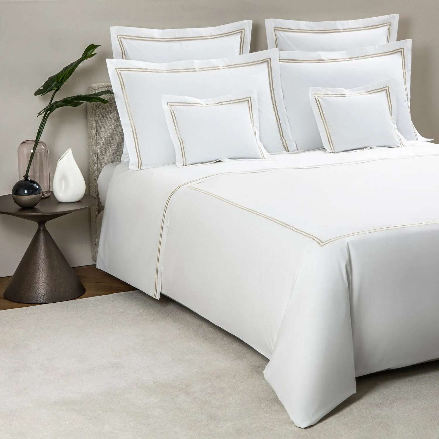 Frette | Hotel Classic Duvet Queen White&Khaki