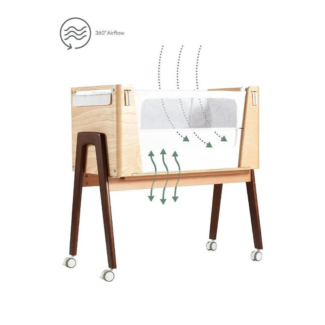 Gaia Baby Hera Cot Bed   Bedside Crib Two Piece Bundle - Natural   Walnut