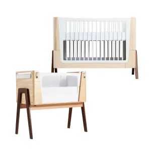 Gaia Baby Hera Cot Bed   Bedside Crib Two Piece Bundle - Natural   Walnut