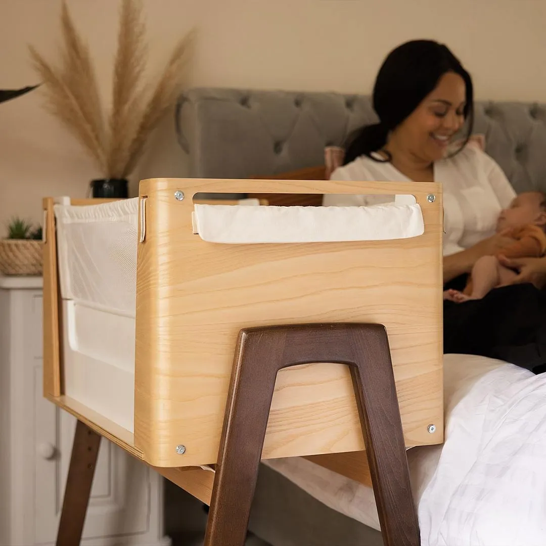 Gaia Baby Hera Cot Bed   Bedside Crib Two Piece Bundle - Natural   Walnut