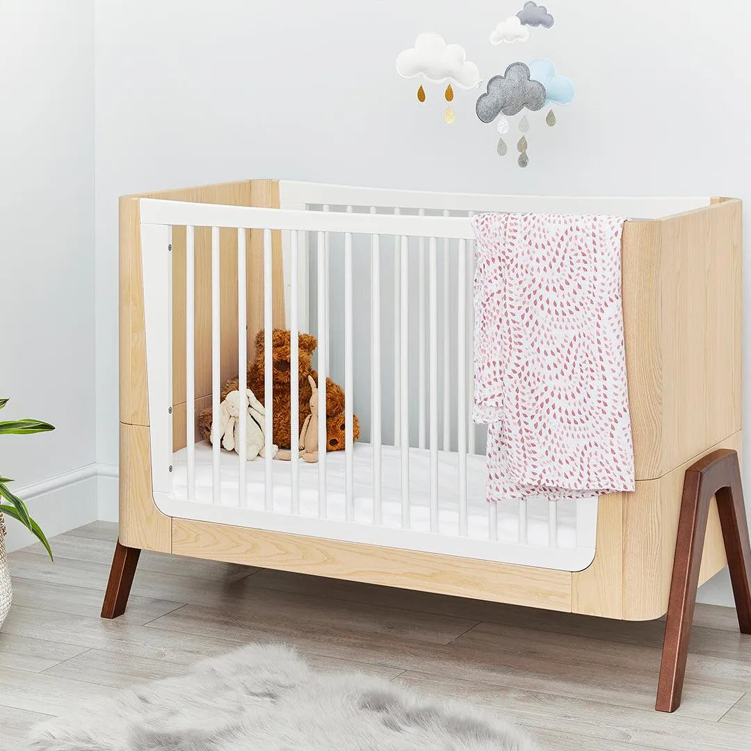 Gaia Baby Hera Cot Bed   Dresser Two Piece Bundle - Natural   Walnut
