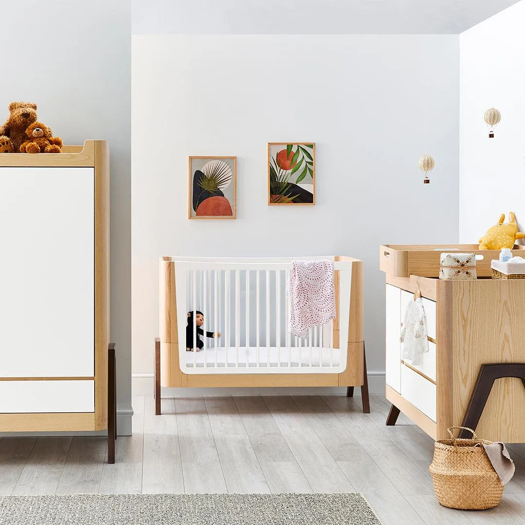 Gaia Baby Hera Cot Bed   Dresser Two Piece Bundle - Natural   Walnut