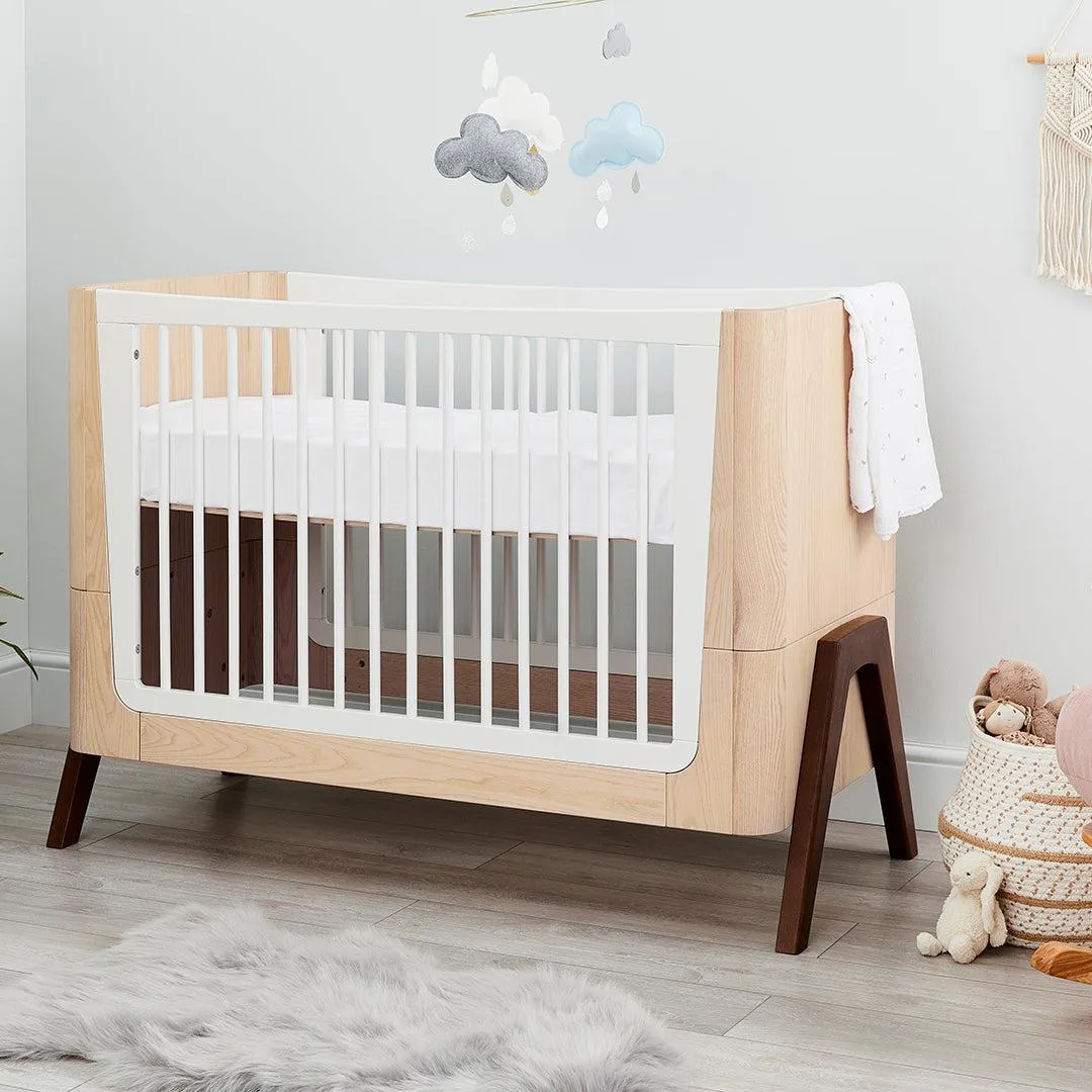 Gaia Baby Hera Cot Bed   Dresser Two Piece Bundle - Natural   Walnut