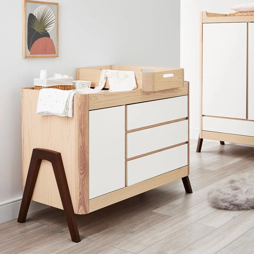 Gaia Baby Hera Cot Bed   Dresser Two Piece Bundle - Natural   Walnut