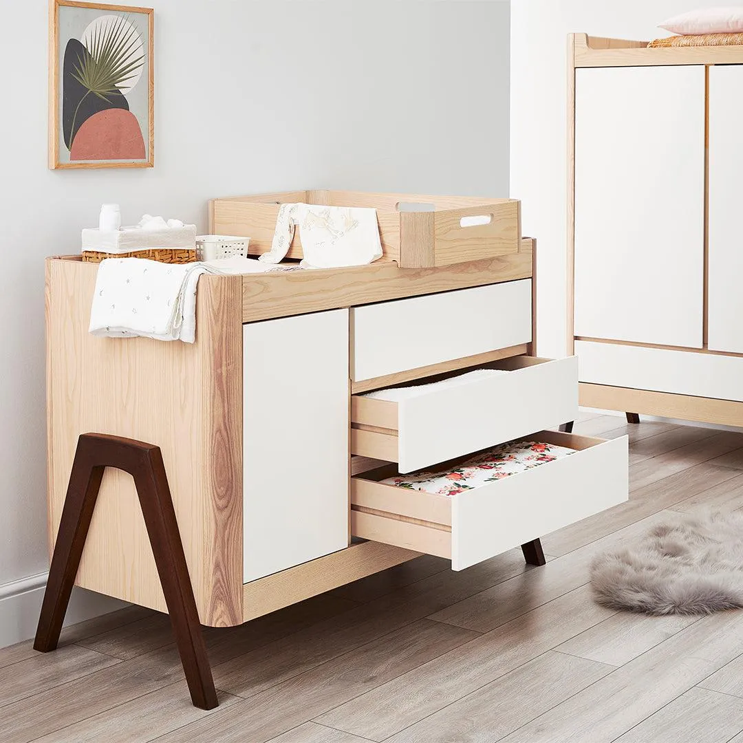Gaia Baby Hera Cot Bed   Dresser Two Piece Bundle - Natural   Walnut