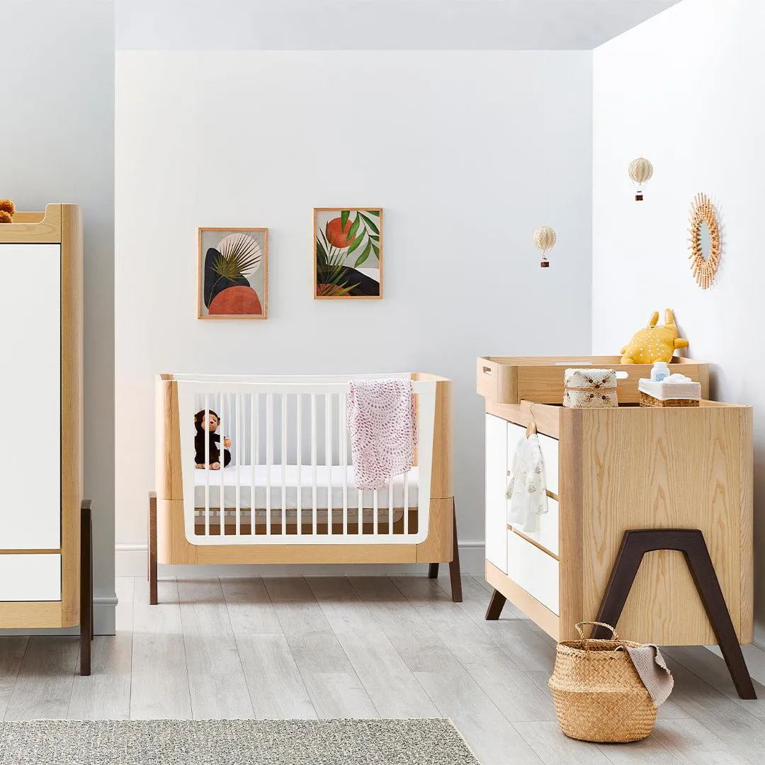 Gaia Baby Hera Cot Bed   Dresser Two Piece Bundle - Natural   Walnut