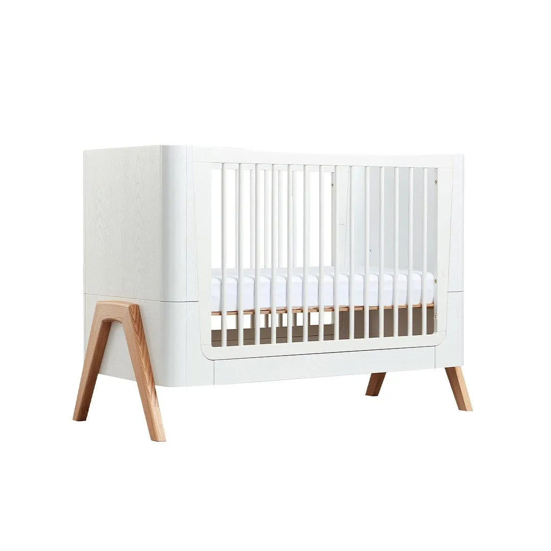 Gaia Baby Hera Cot Bed   Dresser   Wardrobe Three Piece Bundle - Scandi-White   Natural