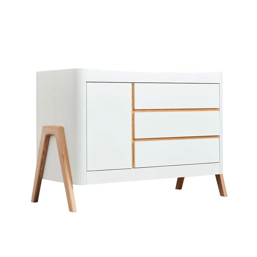 Gaia Baby Hera Cot Bed   Dresser   Wardrobe Three Piece Bundle - Scandi-White   Natural