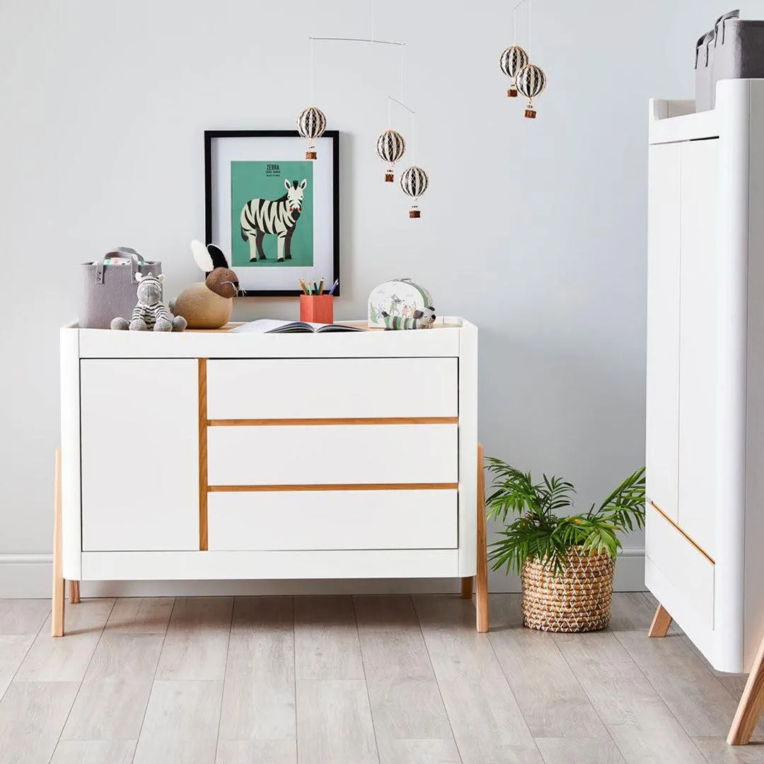 Gaia Baby Hera Cot Bed   Dresser   Wardrobe Three Piece Bundle - Scandi-White   Natural