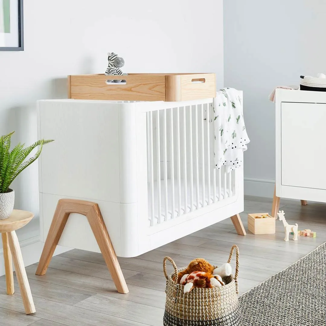 Gaia Baby Hera Cot Bed   Dresser   Wardrobe Three Piece Bundle - Scandi-White   Natural