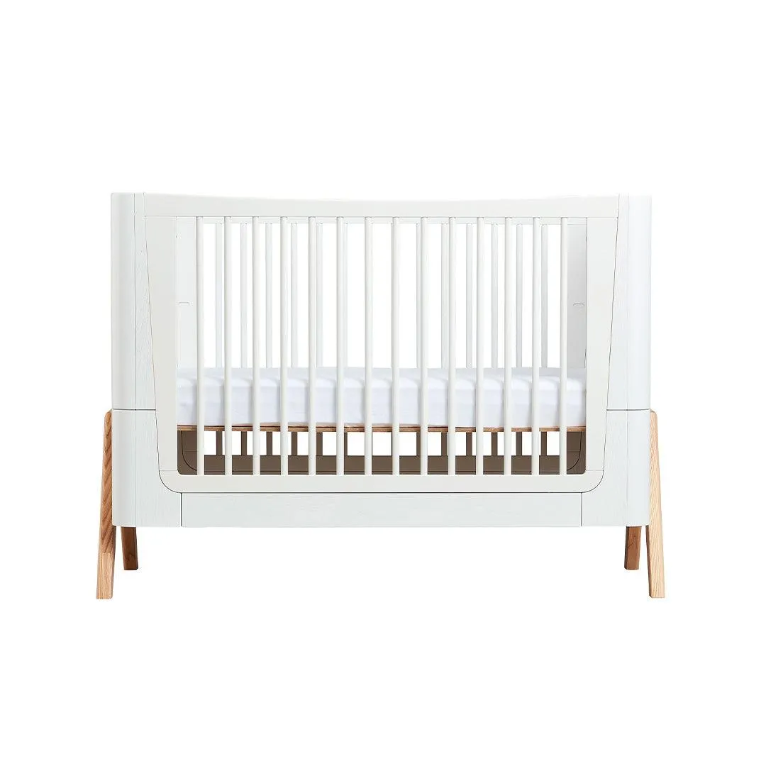 Gaia Baby Hera Cot Bed   Dresser   Wardrobe Three Piece Bundle - Scandi-White   Natural