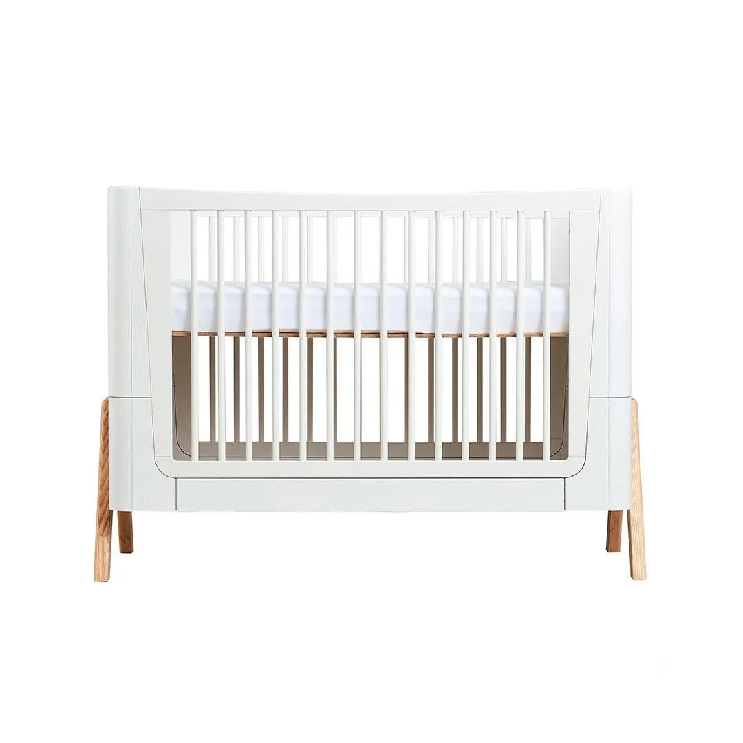 Gaia Baby Hera Cot Bed   Dresser   Wardrobe Three Piece Bundle - Scandi-White   Natural
