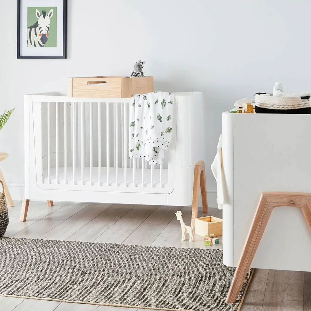 Gaia Baby Hera Cot Bed   Dresser   Wardrobe Three Piece Bundle - Scandi-White   Natural