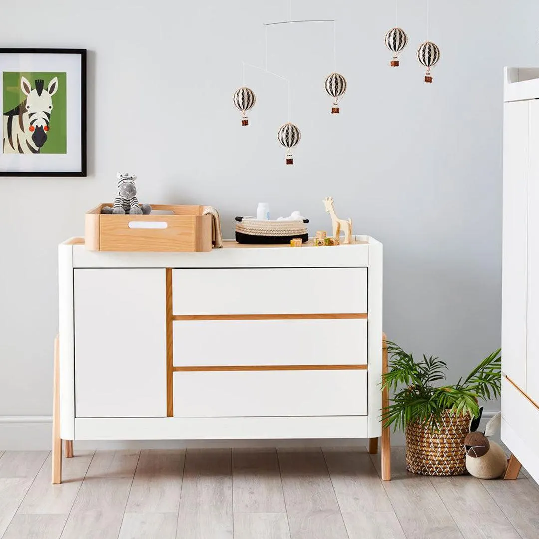 Gaia Baby Hera Cot Bed   Dresser   Wardrobe Three Piece Bundle - Scandi-White   Natural