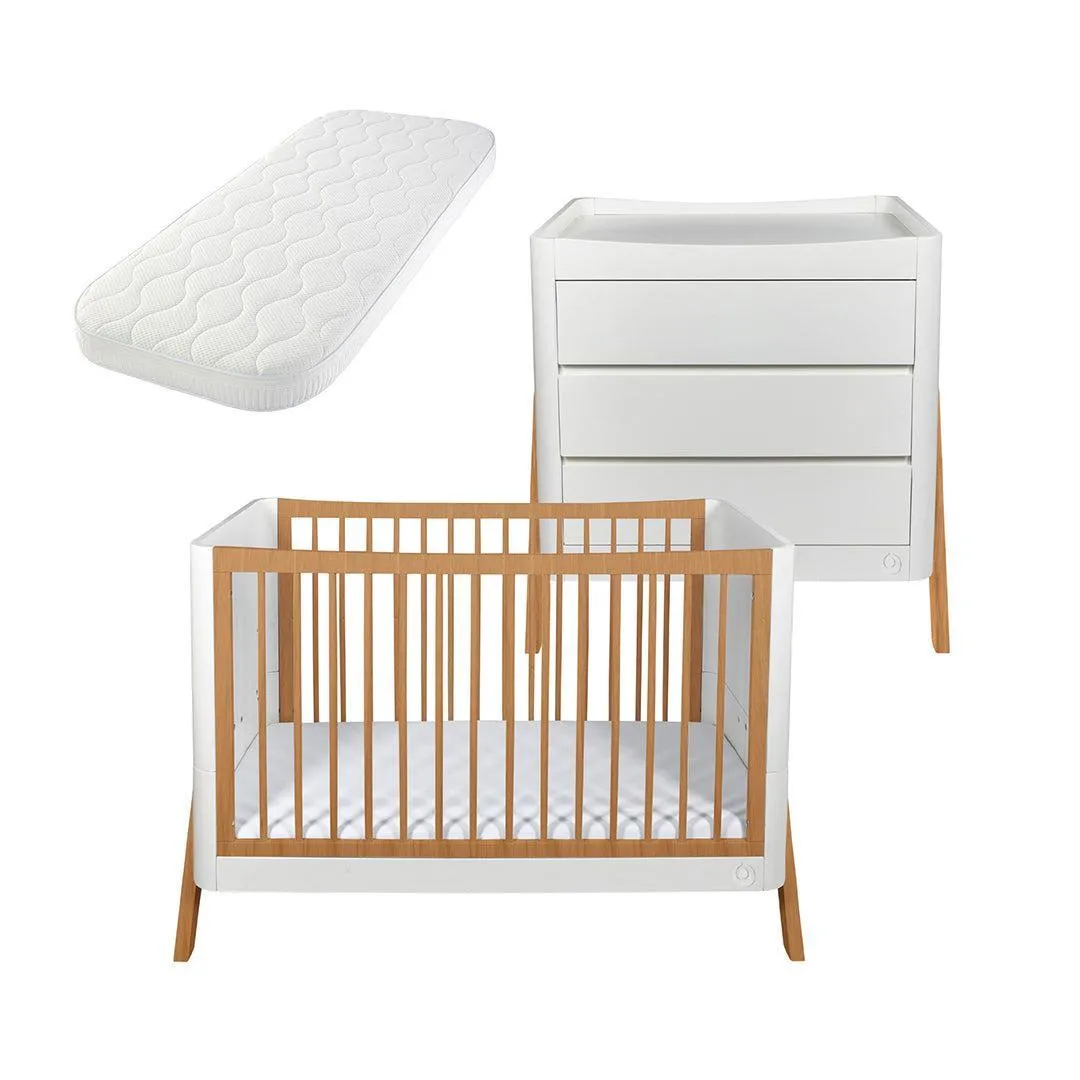 Gaia Baby Hera 'Studio Edit" Two Piece Set (Cot & Dresser) - White / Oak