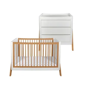 Gaia Baby Hera 'Studio Edit" Two Piece Set (Cot & Dresser) - White / Oak