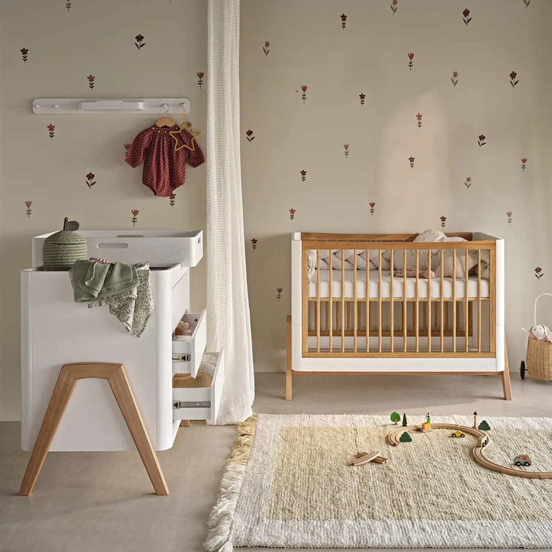 Gaia Baby Hera 'Studio Edit" Two Piece Set (Cot & Dresser) - White / Oak
