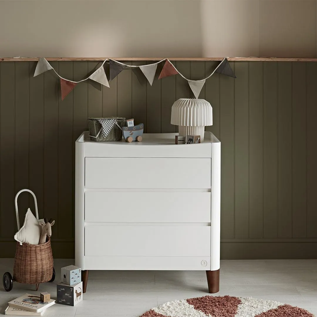 Gaia Baby Serena Cot Bed & Dresser Set - White / Walnut