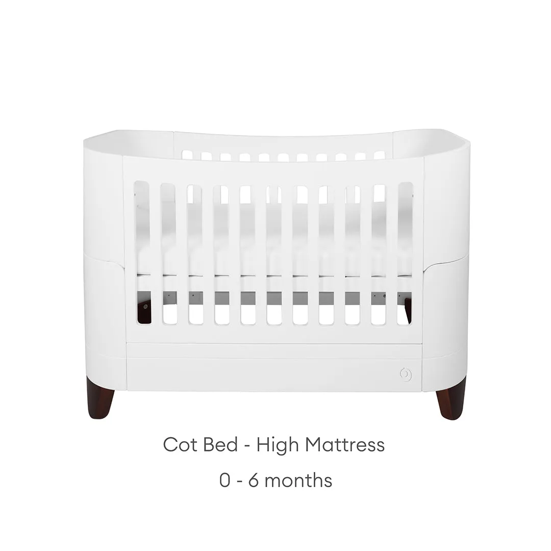 Gaia Baby Serena Cot Bed & Dresser Set - White / Walnut