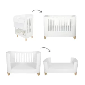 Gaia Baby Serena Cot Bed   Bedside Crib - Includes Bedside mattress - White / Natural