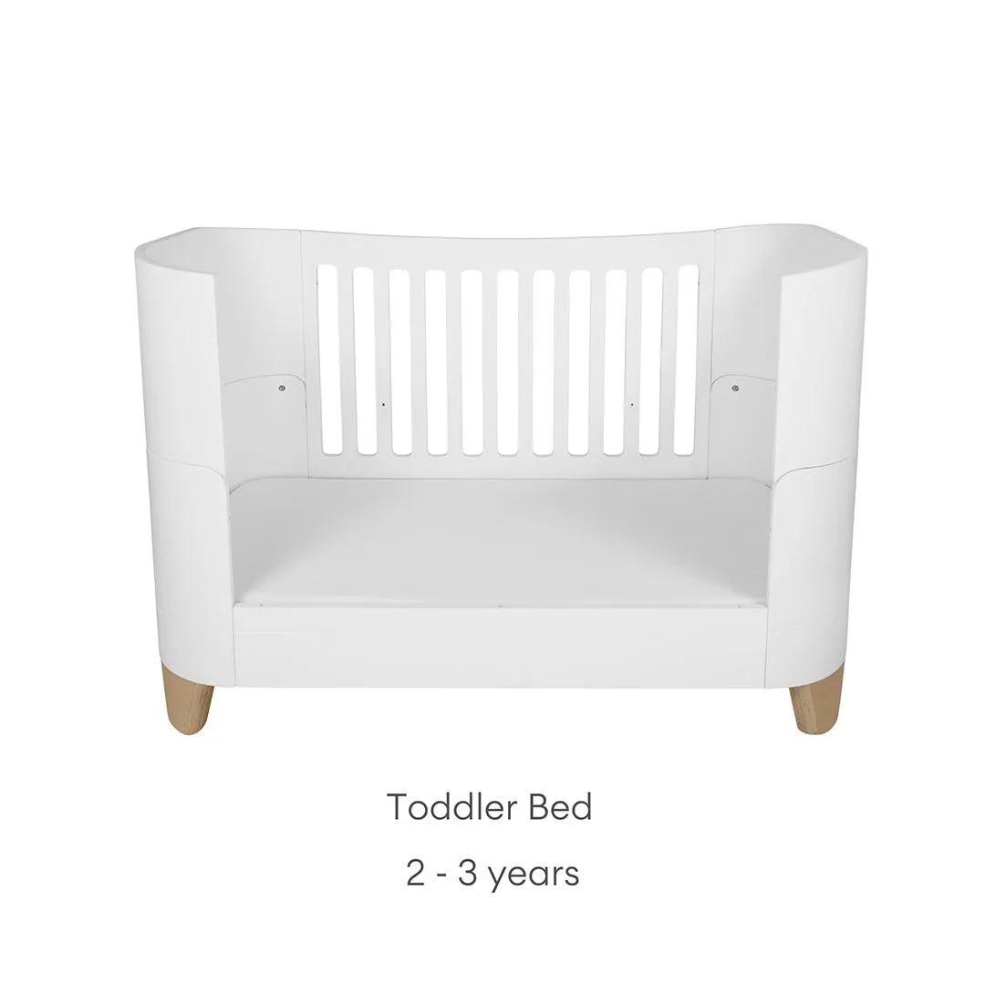 Gaia Baby Serena Cot Bed   Bedside Crib - Includes Bedside mattress - White / Natural