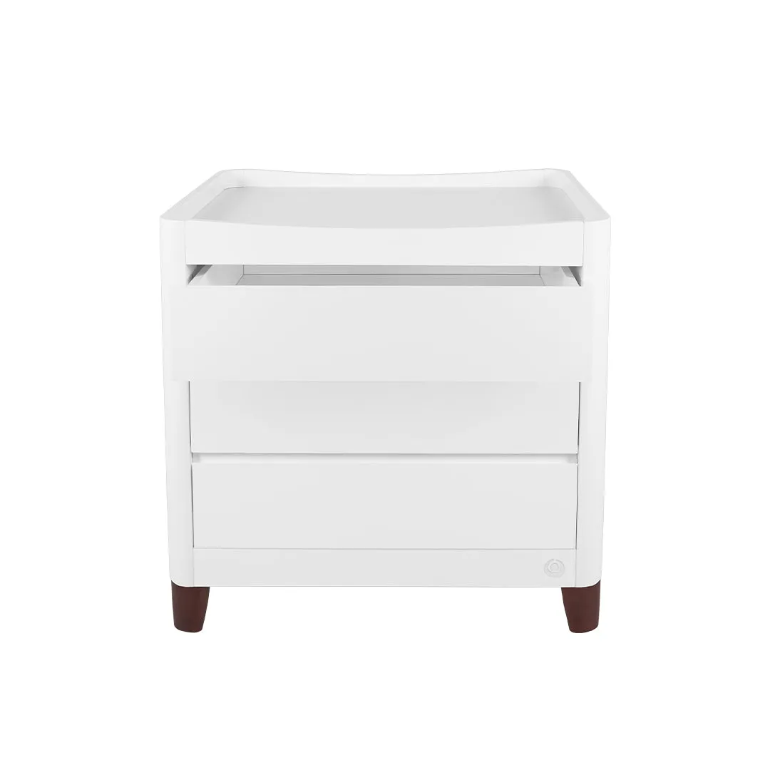 Gaia Baby Serena Cot Bed   Bedside Crib Set (Incl Bedside mattress), Cot Bed and Dresser - White / Walnut
