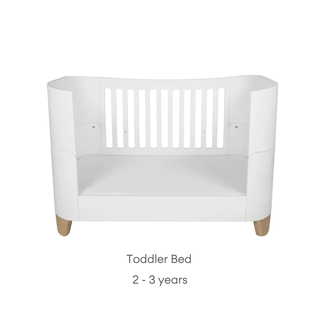 Gaia Baby Serena Cot Bed   Bedside Crib Set- Includes Bedside (Incl Bedside mattress), Cot Bed and Dresser - White / Natural