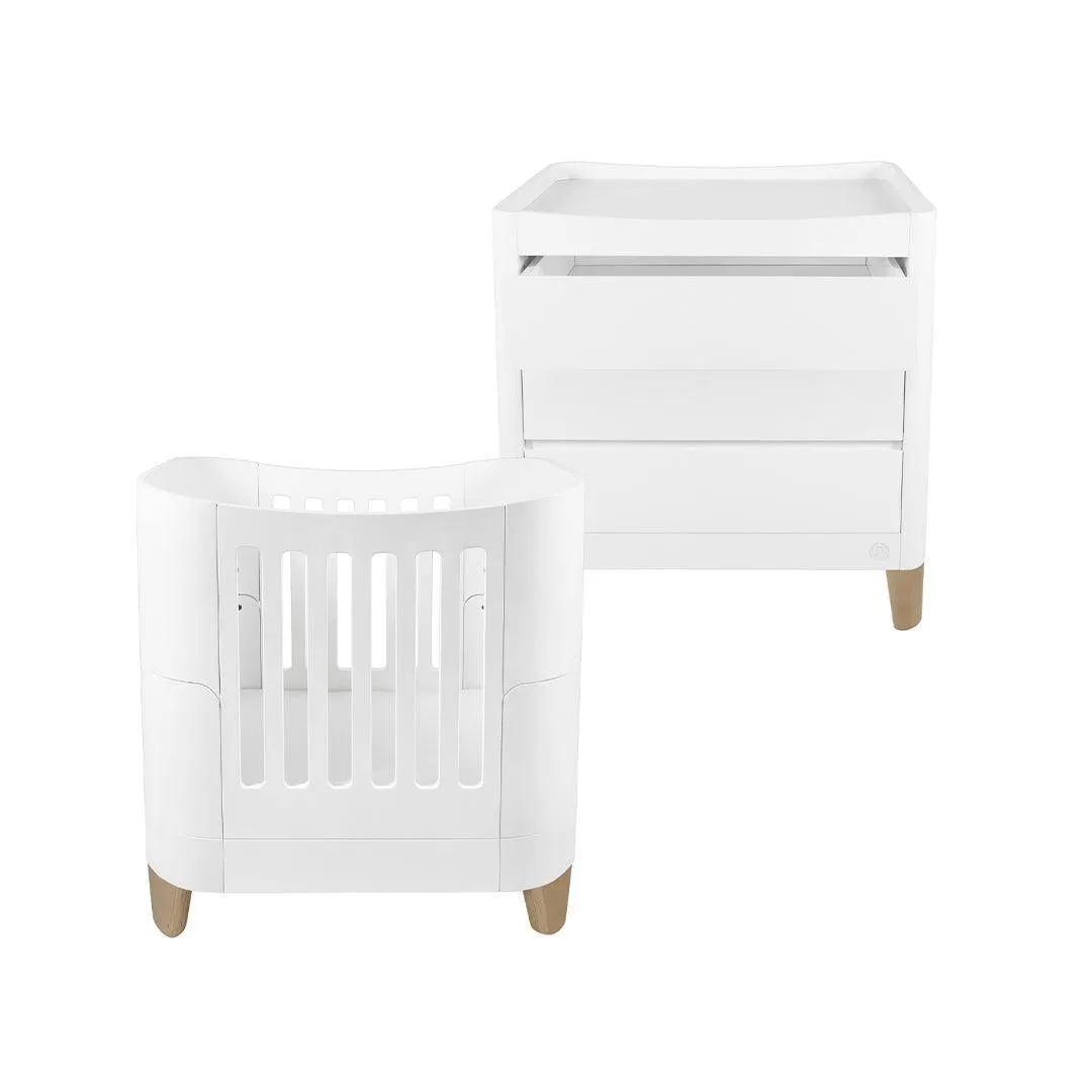 Gaia Baby Serena Mini Cot and Dresser Set - White / Natural
